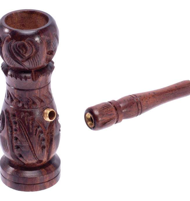 3in Carved Wooden Hookah Style Pipe - Image 3