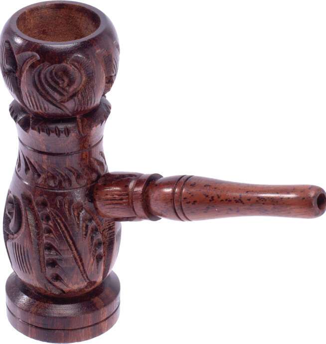 3in Carved Wooden Hookah Style Pipe - Image 2