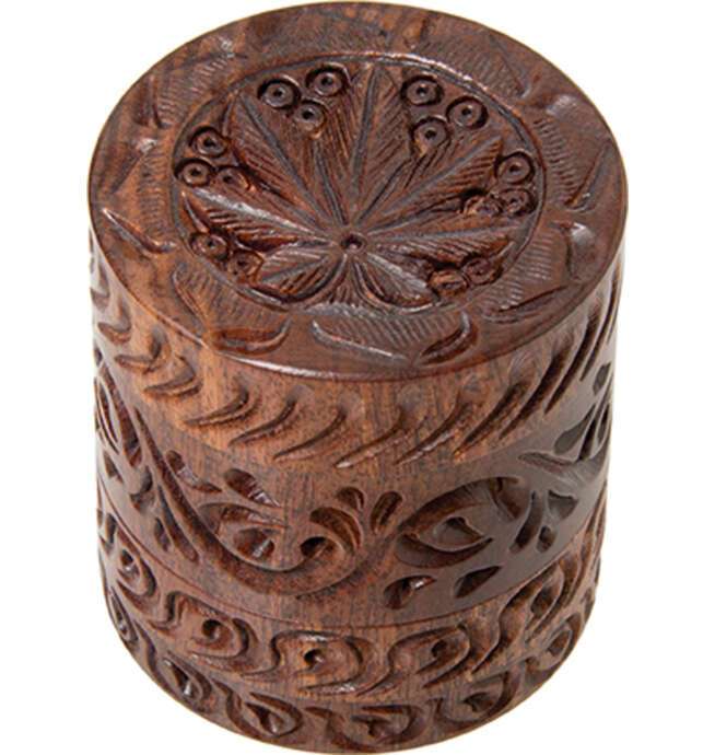 4pc 2 1/4" Leaf Carved Rosewood Grinder - Image 2