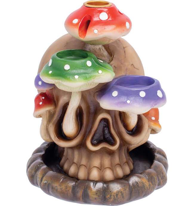 6in Skull Tri-Mushroom Eyes Backflow Burner