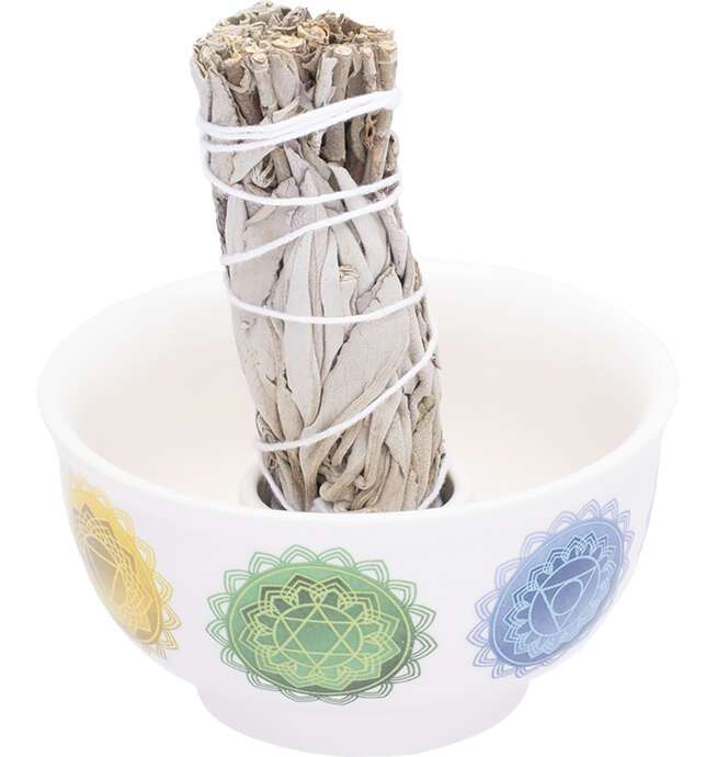 Ceramic Smudge Bowl with Holder - Image 3