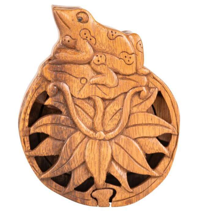 Frog on a Lotus Puzzle Box