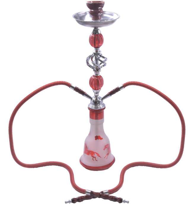 Red Double Hose Hookah 19"