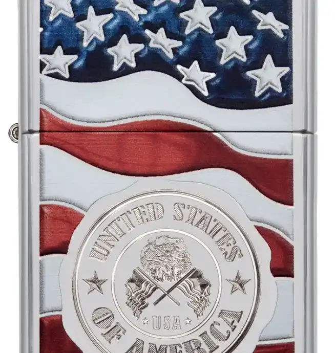 Zippo America Stamp On Flag