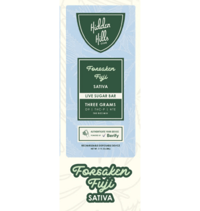 Hidden Hills Live Sugar Bar Disposable 3g - Forsaken Fuji (Sativa)