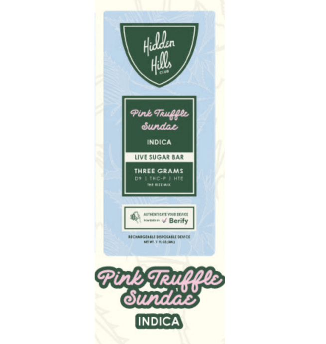 Hidden Hills Live Sugar Bar Disposable 3g - Pink Truffle Sundae (Indica)