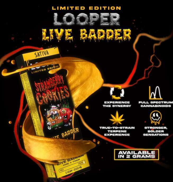 Looper Live Badder Limited Edition Disposable 2g - Strawberry Cookies (Sativa) - Image 2