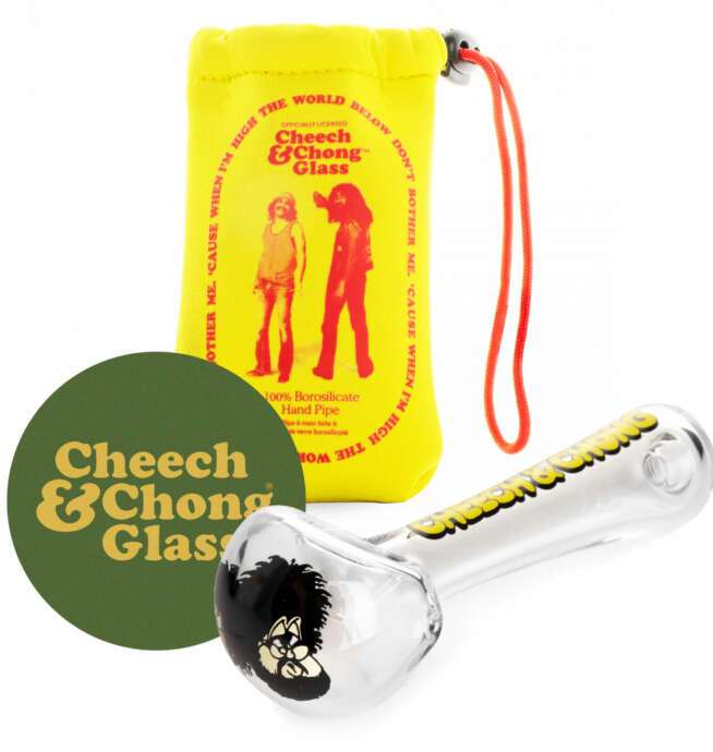 Cheech & Chong® Glass 4.5" Bloat On Hand Pipe - Clear - Image 3