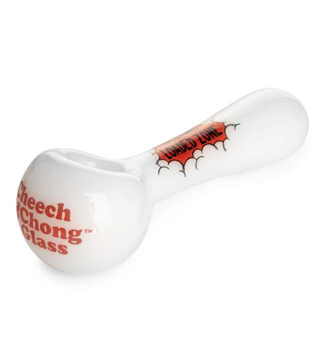 Cheech & Chong® Glass 4.5" Getting Loaded Zone Hand Pipe - White