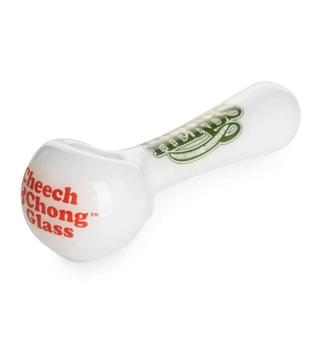 Cheech & Chong® Glass 4.5" Happy Herbs Hand Pipe - White