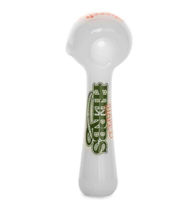 Cheech & Chong® Glass 4.5" Happy Herbs Hand Pipe - White - Image 2