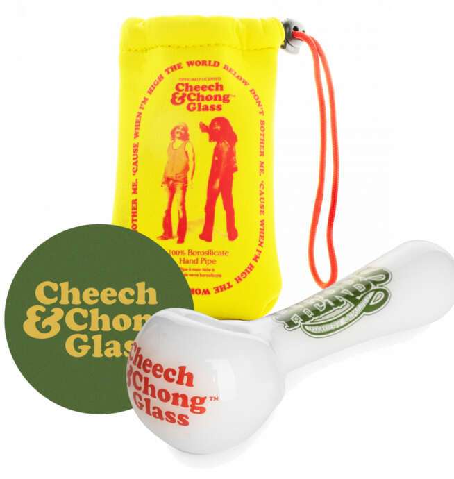 Cheech & Chong® Glass 4.5" Happy Herbs Hand Pipe - White - Image 3