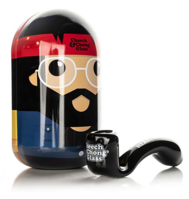 Cheech & Chong® Glass  5.5" Dave's Not Here, Man Sherlock Hand Pipe in Collectible Tin (Limited Edition)