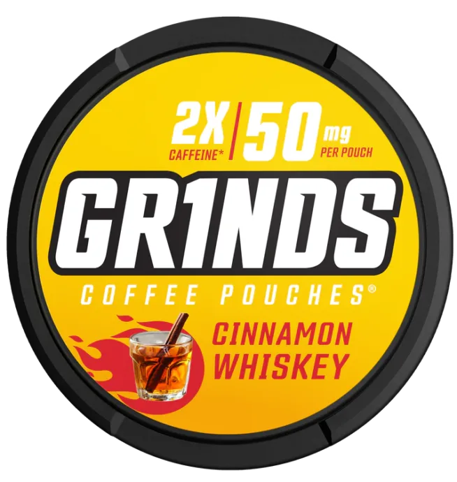 GRINDS Coffee Pouches 2X Caffeine – Cinnamon Whiskey