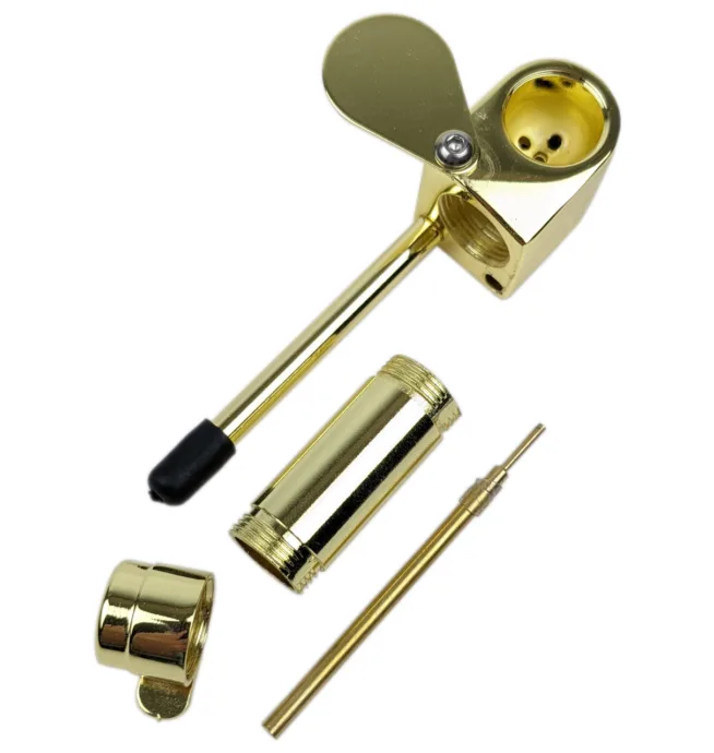 3.25" Brass Metal Spoon Hand Pipe with Locking Storage