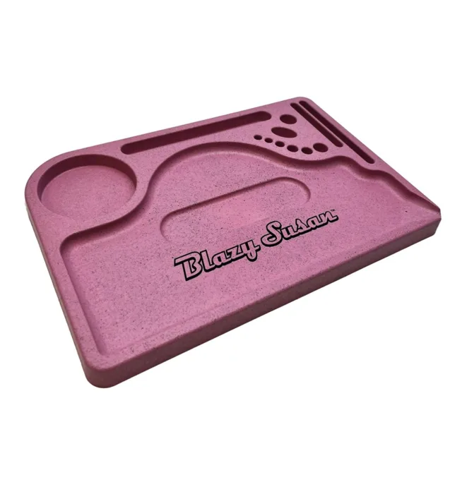 Blazy Susan Hemp Plastic Rolling Tray - Pink