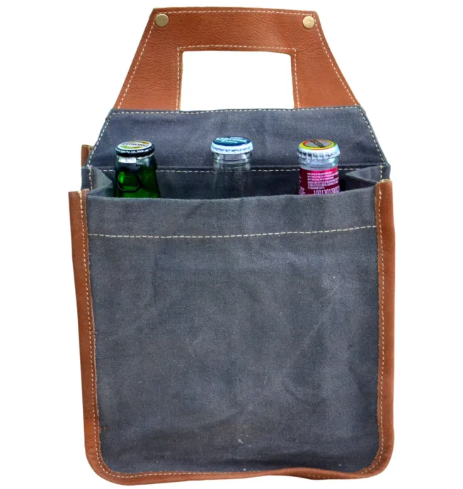 Blue Canvas & Flowers Beer Carrier - Image 3