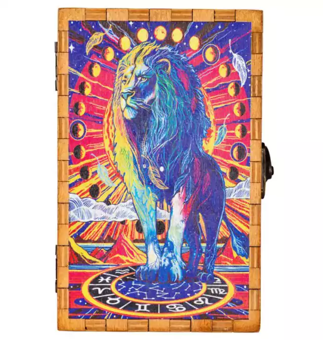 Celestial Lion Wooden Tarot Card Box