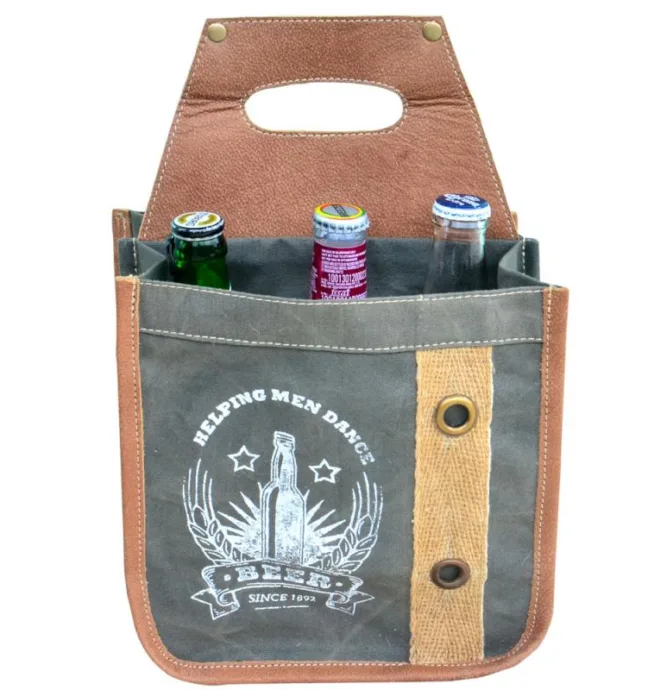 Grey Canvas Helping Men Dance Beer Carrier