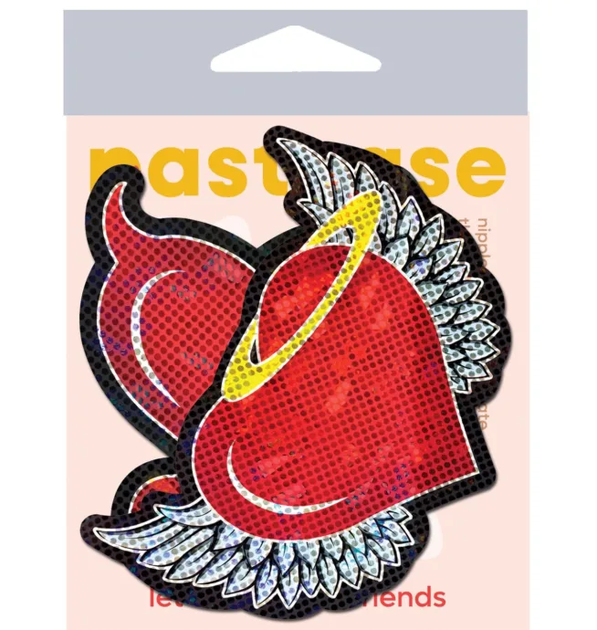 Pastease Angel & Devil Glitter Heart - Red O/S