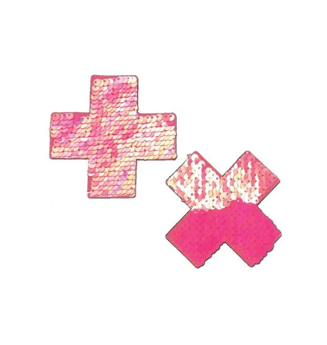 Pastease Color Changing Flip Sequins Cross - Pink O/S - Image 2