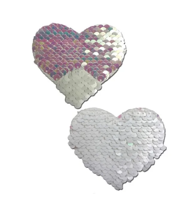 Pastease Color Changing Flip Sequins Heart - Pearl/White O/S - Image 2