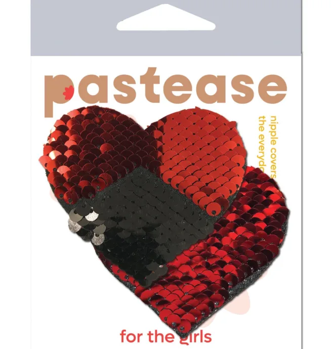 Pastease Color Changing Flip Sequins Hearts - Red/Black O/S