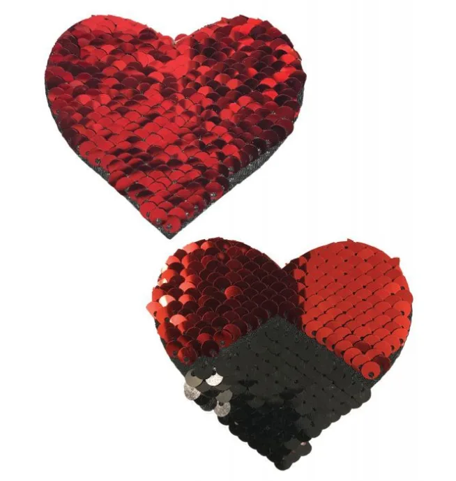 Pastease Color Changing Flip Sequins Hearts - Red/Black O/S - Image 2