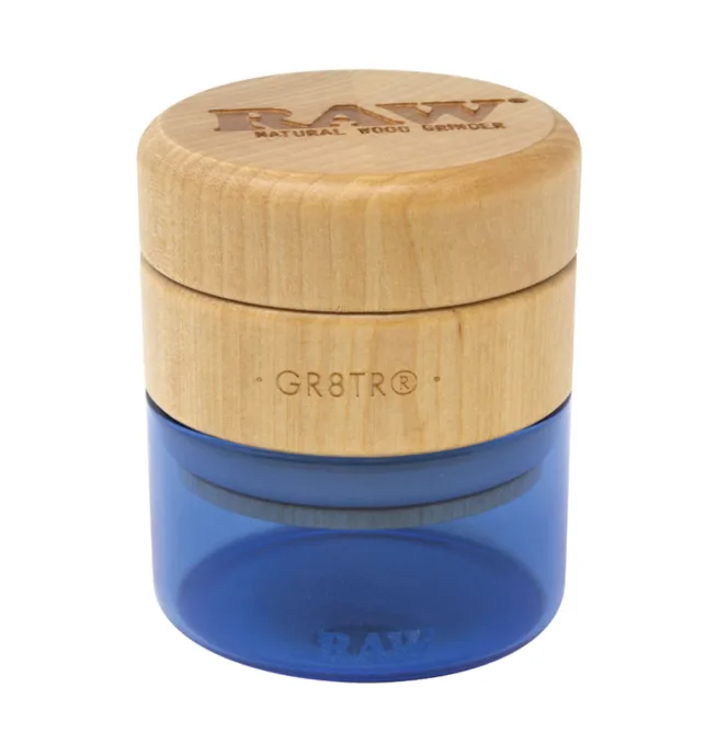 RAW® - 65mm Natural Wood Grinder - Blue Glass