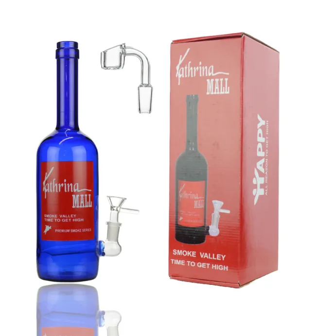 12" Kathrina Mall Wine Bottle Bong with 14mm Male Bowl and 14mm Male Banger