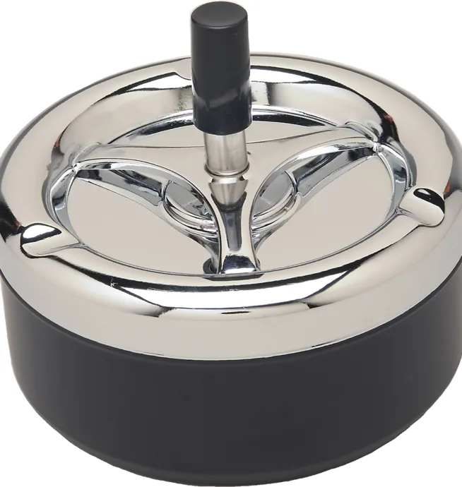 5" Black Round Spinning Ashtray