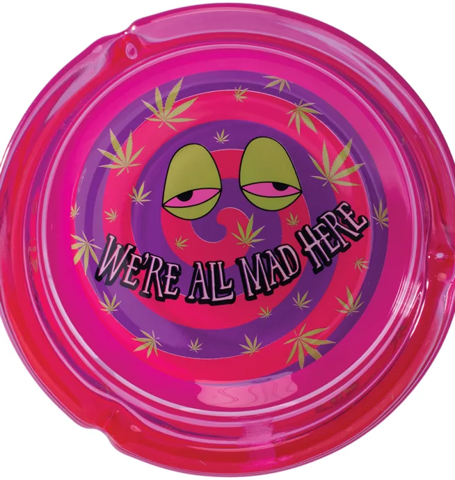 6.25" Purple We're All Mad Here Glass Ashtray