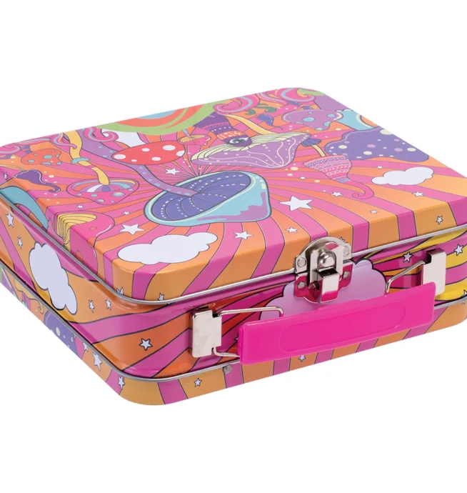 6.5in Large Tin Stash Box - Dancing Mushrooms - Image 2