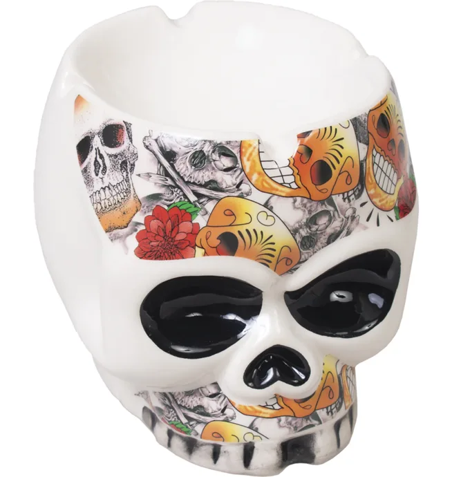 Black Eyes Skull Shape Ceramic Ashtray