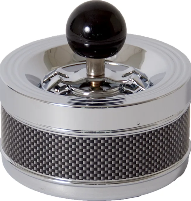 Checker Carbon Push Down Spinning Ashtray