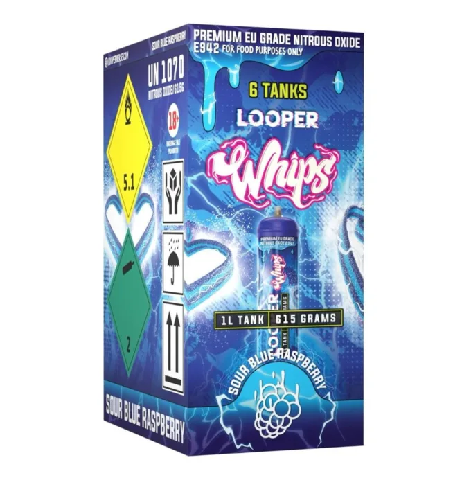 LOOPER Whips Cream Chargers 615g N2O Tank - Sour Blue Raspberry