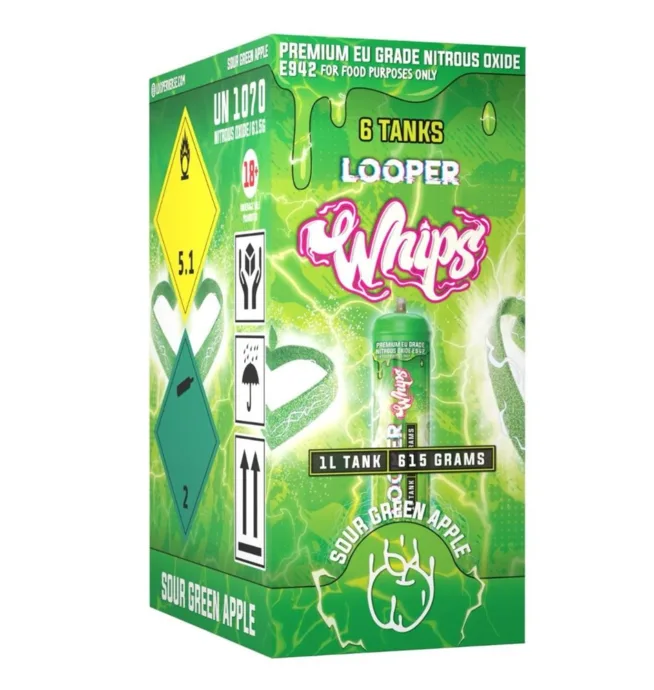 LOOPER Whips Cream Chargers 615g N2O Tank - Sour Green Apple