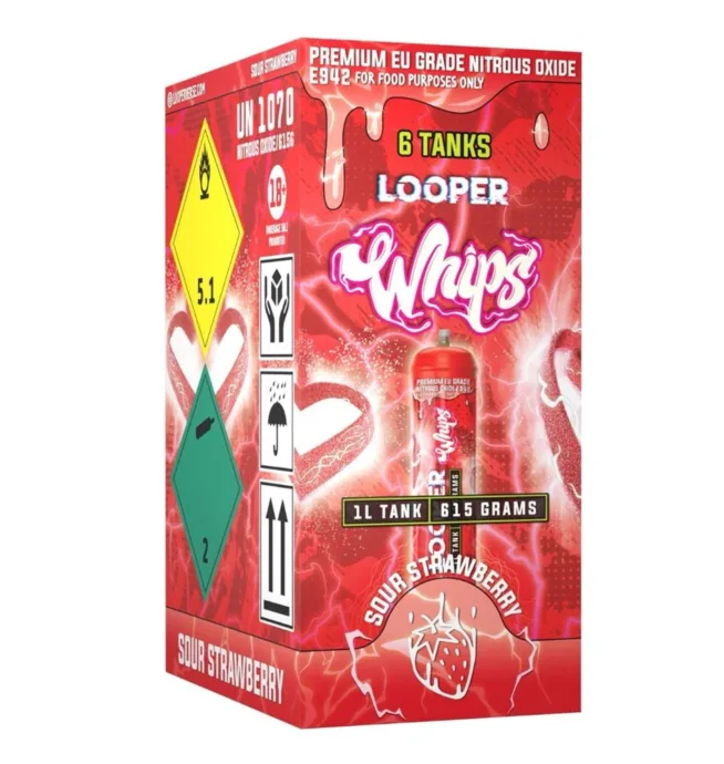 LOOPER Whips Cream Chargers 615g N2O Tank - Sour Strawberry