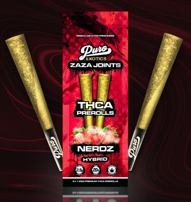 Puro Exotics ZAZA Joints | THCA PreRolls 2pk – Nerdz (Hybrid)