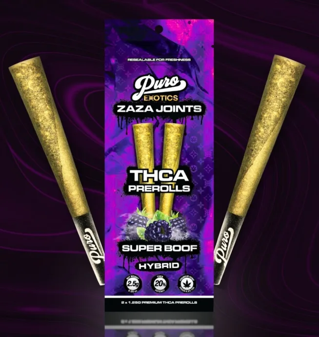 Puro Exotics ZAZA Joints | THCA PreRolls 2pk – Super Boof (Hybrid)