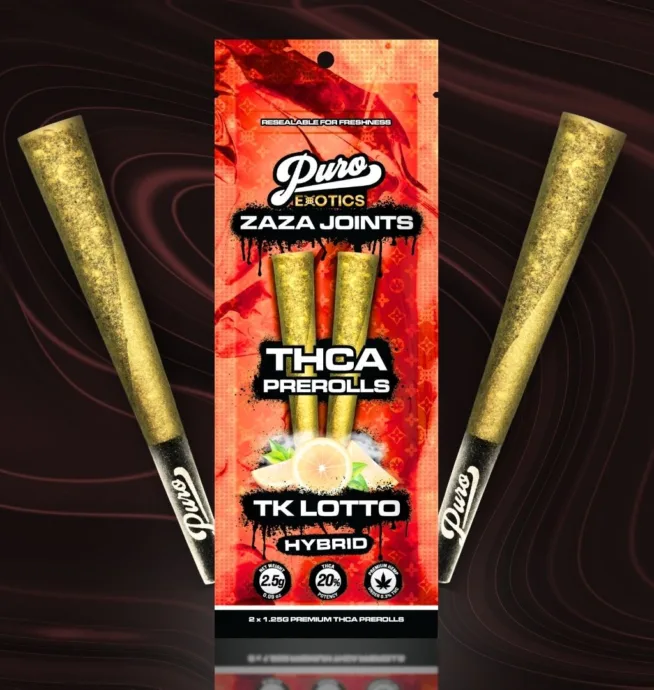 Puro Exotics ZAZA Joints | THCA PreRolls 2pk – TK Lotto (Hybrid)