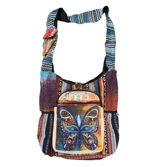 Hemp King Butterfly Two Pocket Side Bag