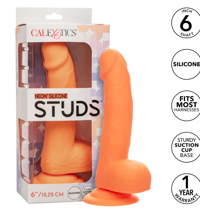 Calexotics Neon® Silicone Studs® 6"/15.25 cm - Orange - Image 6