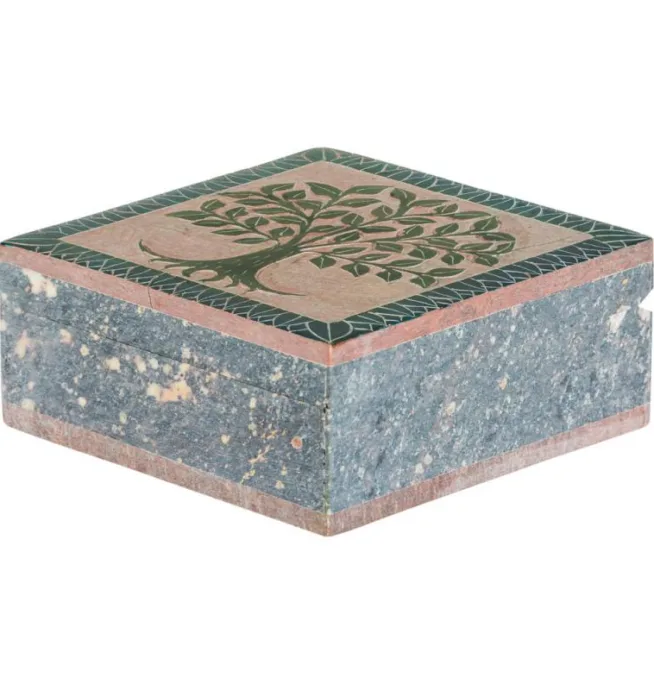 Flower of Life Square Soapstone Box