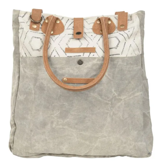 Grey Canvas Top Pattern Bag