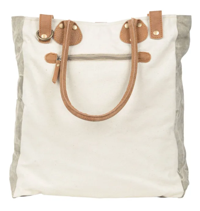 Grey Canvas Top Pattern Bag - Image 2