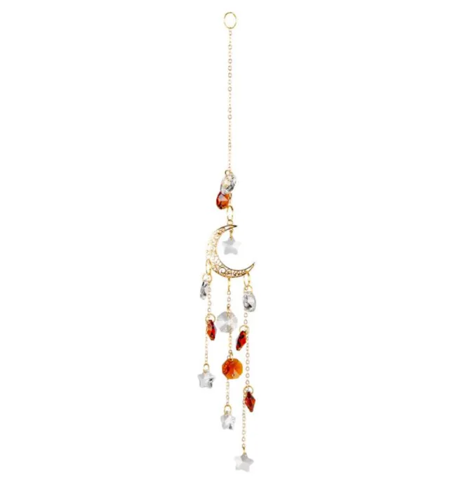 Moon With Amber Crystal Suncatcher