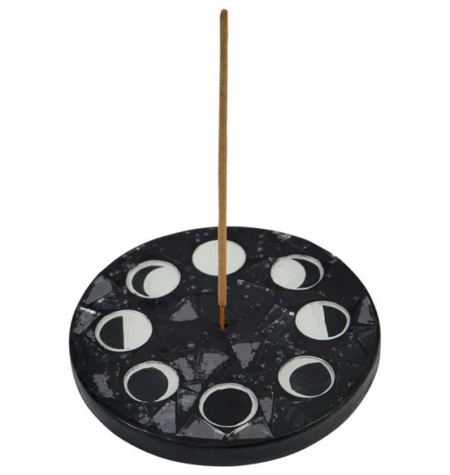 Round Mosaic Moon Phase Incense Holder