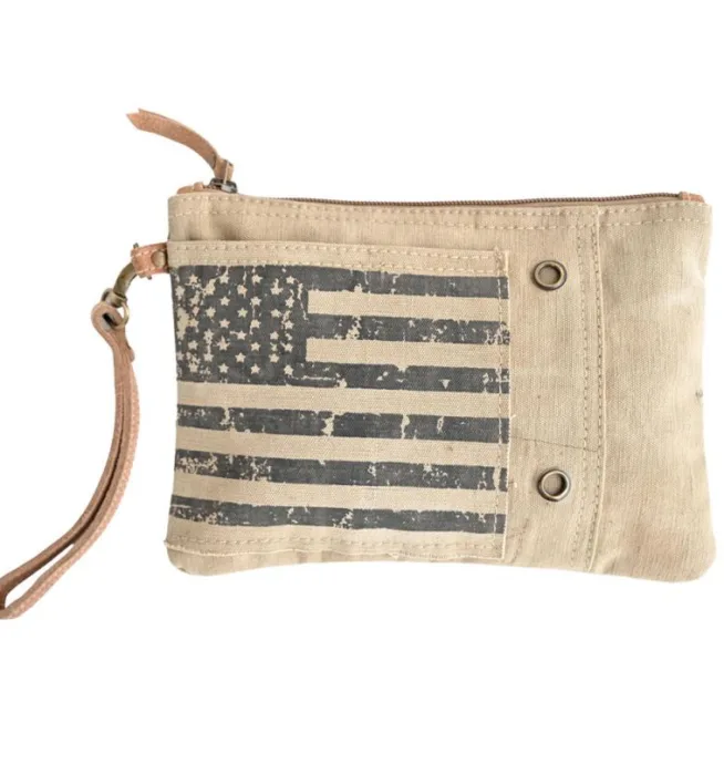 Vintage Flag Wristlet