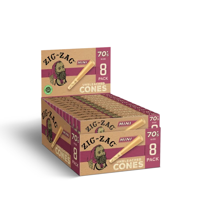 Zig-Zag 70's Unbleached Cones - 8 Ct